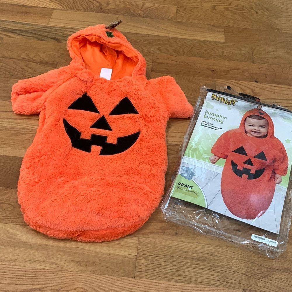Spirit Halloween Baby Pumpkin Bunting Jack-O-Lantern Costume Infant 0-6 Months